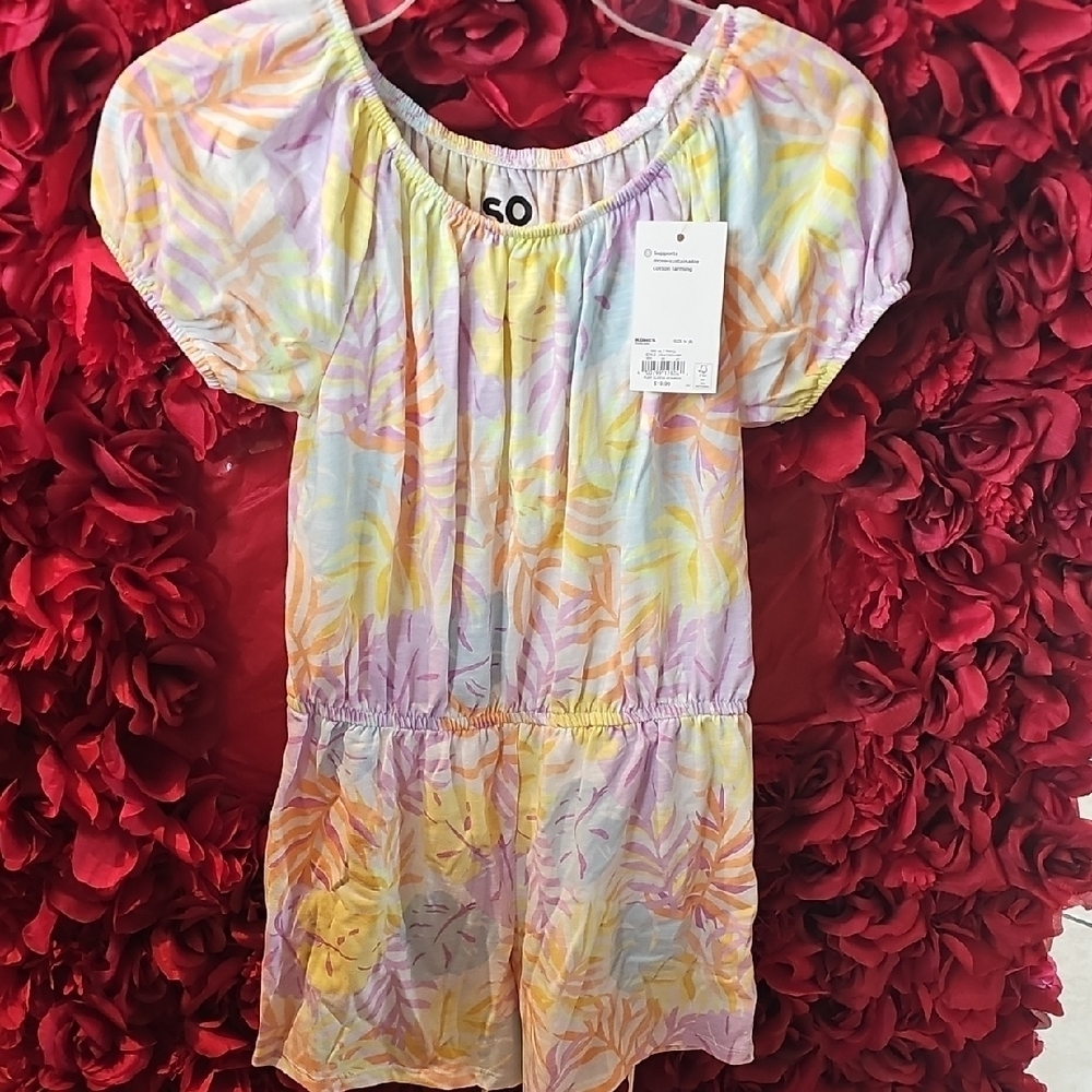 SO NWT Girls Colorful Off/On -Shoulder Romper Size Medium (8)